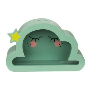 Κουμπαράς - κορνίζα ξύλινος «Νυσταγμένο σύννεφο» Υ18x5xØ17,5εκ.