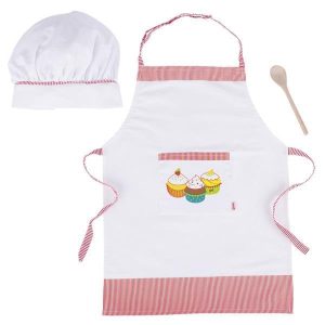 Σετ μαγειρικής για παιδιά, με ποδιά, σκούφο - ξύλινη κουτάλα