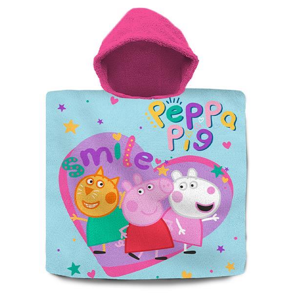 Πετσέτα παιδική θαλάσσης, πόντσο με κουκούλα "Peppa" 60x60εκ.
