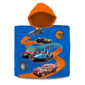 Πετσέτα παιδική θαλάσσης, πόντσο με κουκούλα  "Hot Wheels" 60x60εκ.