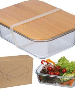 Δοχείο φαγητού γυάλινο με καπάκι bamboo19,9x15x6,5εκ.