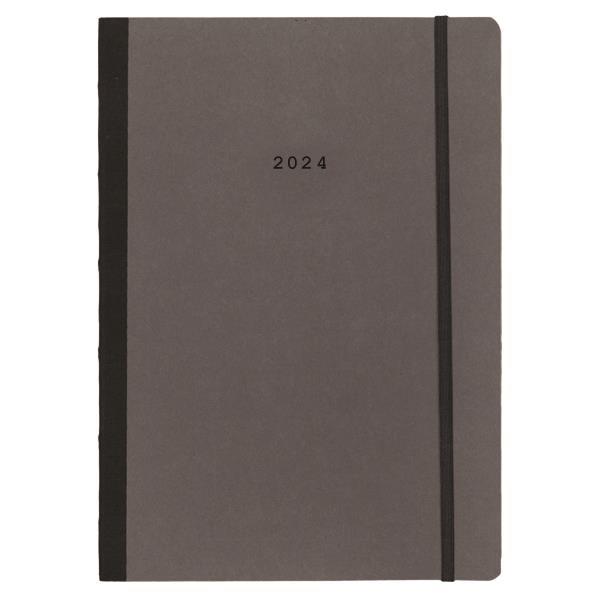 Next ημερολόγιο 2024 Natural ημερήσιο flexi γκρι σκούρο με λάστιχο 17x25εκ.