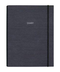 Next ημερολόγιο/organizer 2024-25-26 fabric γκρι σκούρο με στυλό αφής και 40 ριγέ φύλλα σημειώσεων 17x24εκ.