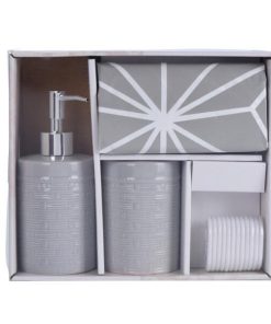 Σετ αξεσουάρ μπάνιου 3 τμχ κεραμικό γκρι