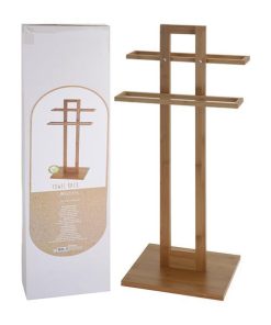 Κρεμάστρα μπάνιου για 2 πετσέτες από bamboo 37x25x85εκ.