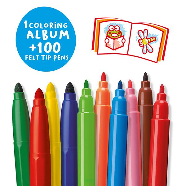 Carioca μεταλλικό κουτί με 100 μαρκαδόρους και βιβλίο ζωγραφίζω - Image 4