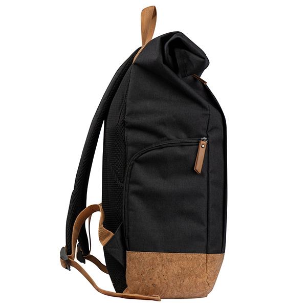 Σακίδιο πλάτης μαύρο από ανακυκλωμένο πολυεστέρα και φελλό Υ50,5x39x16εκ. - Image 2