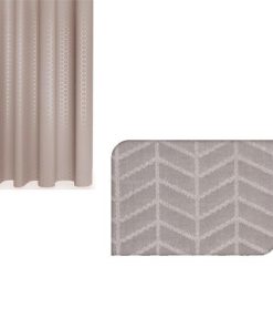 Κουρτίνα μπάνιου 92γρ. με 12 κρίκους γκρι-μπεζ 180x180εκ.