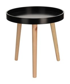Τραπεζάκι βοηθητικό Nextdeco ξύλινο μαύρο Ø39xΥ40εκ.