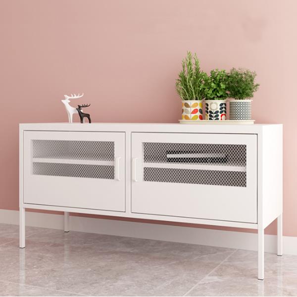 Έπιπλο τηλεόρασης μεταλλικό Nextdeco με ανοιγόμενες πόρτες λευκό Υ60x118x40εκ. - Image 2