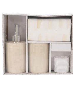 Σετ αξεσουάρ μπάνιου 3 τμχ κεραμικό μπεζ