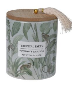 Κερί αρωματικό "Tropical Party" με ξύλινο καπάκι Ø9xY11,7εκ. peppermnint - eucalyptus
