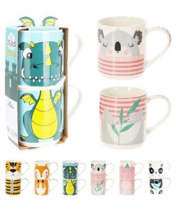 Κούπες από πορσελάνη 265ml σετ 2 τμχ 11,5x7,7xY8,5εκ. κοκτέηλ 6 σχέδια