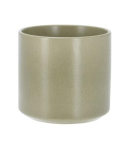 Κασπώ με κυλινδρικό σχήμα από πορσελάνη με πράσινο ματ φινίρισμα Ø11xΥ10εκ.