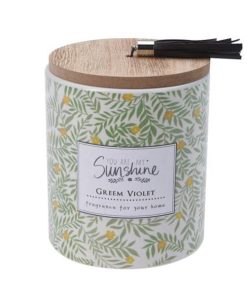 Κερί αρωματικό "Sunshine" με ξύλινο καπάκι Ø9xY11,7εκ. greem violet