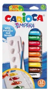 Carioca τέμπερες 12χρωμάτων 10ml σε πλαστική θήκη