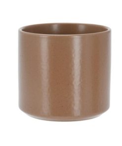 Κασπώ με κυλινδρικό σχήμα από πορσελάνη με καφέ ματ φινίρισμα Ø11xΥ10εκ.