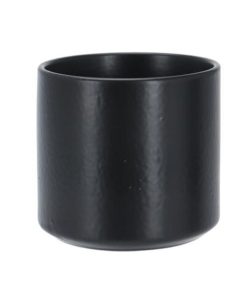 Κασπώ με κυλινδρικό σχήμα από πορσελάνη με μαύρο ματ φινίρισμα Ø11xΥ10εκ.