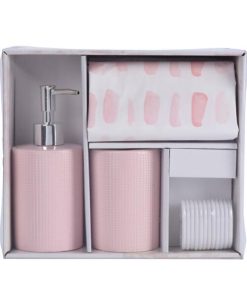 Σετ αξεσουάρ μπάνιου 3 τμχ κεραμικό ροζ