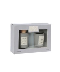 Αρωματικό σετ δώρου με διαχυτή και κερί "Home Scent" Grey/fresh linen