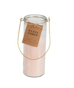 Κερί αρωματικό σε γυάλινο βάζο Ø6,5xY17,5εκ. ροζ