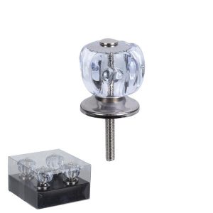 Πόμολα διάφανα σετ 4 τμχ Ø3εκ. σε σχήμα τετράγωνο