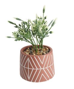 Γλαστράκι κεραμικό, τερακότα με τεχνητό φυτό Ø9,5xY16εκ.