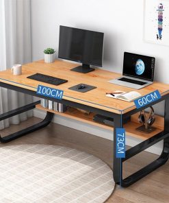 Γραφείο με μαύρο μεταλλικό σκελετό και ξύλινη επιφάνεια 100x45xΥ73εκ.