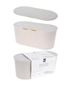 Ψωμιέρα πλαστική με καπάκι 39x18xΥ16,3εκ. λευκή