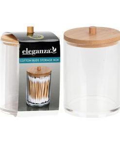 Θήκη για μπατονέτες ακρυλική διάφανη με bamboo καπάκι Ø7xY15εκ.