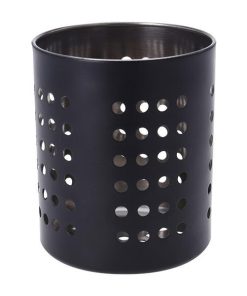 Θήκη για μαχαιροπίρουνα, ανοξείδωτη, μαύρη Ø10,5x13,1εκ.
