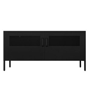 Έπιπλο τηλεόρασης μεταλλικό Nextdeco με ανοιγόμενες πόρτες μαύρο Υ60x118x40εκ.