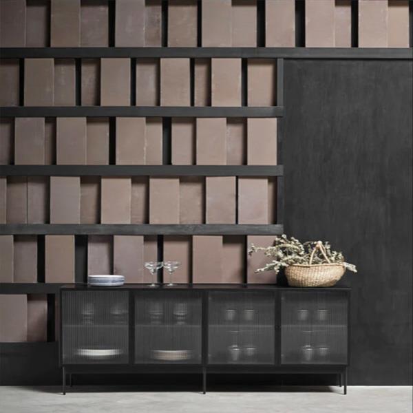 Έπιπλο τηλεόρασης μεταλλικό Nextdeco με ανοιγόμενες πόρτες μαύρο Υ80x150x35εκ. - Image 3