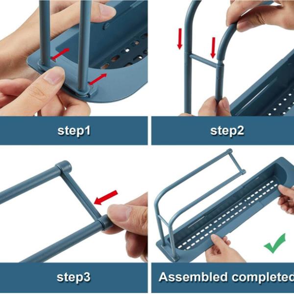 Θήκη οργάνωσης νεροχύτη τηλεσκοπική 37-48x9xΥ29εκ. μπλε - Image 3