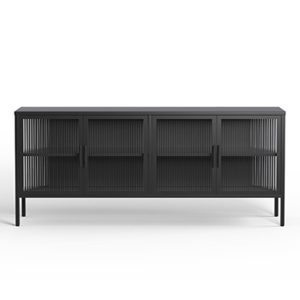 Έπιπλο τηλεόρασης μεταλλικό Nextdeco με ανοιγόμενες πόρτες μαύρο Υ90x150x35εκ.
