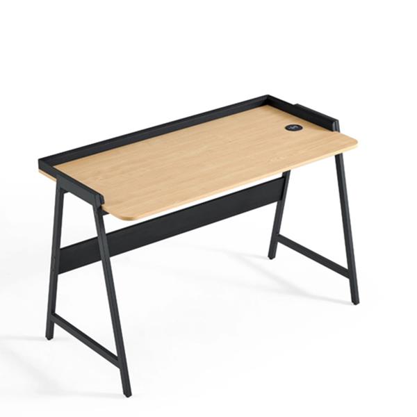 Γραφείο μεταλλικό σκελετό Nextdeco και ξύλινη επιφάνεια σε φυσικό χρώμα μαύρο Υ79x120x60εκ - Image 2