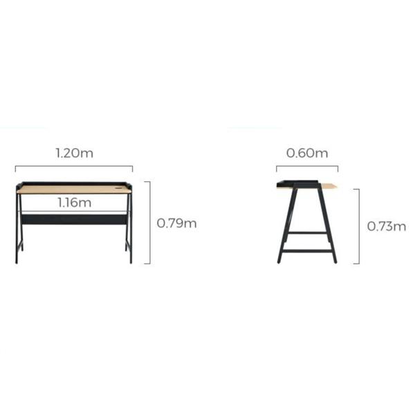 Γραφείο μεταλλικό σκελετό Nextdeco και ξύλινη επιφάνεια σε φυσικό χρώμα μαύρο Υ79x120x60εκ - Image 4
