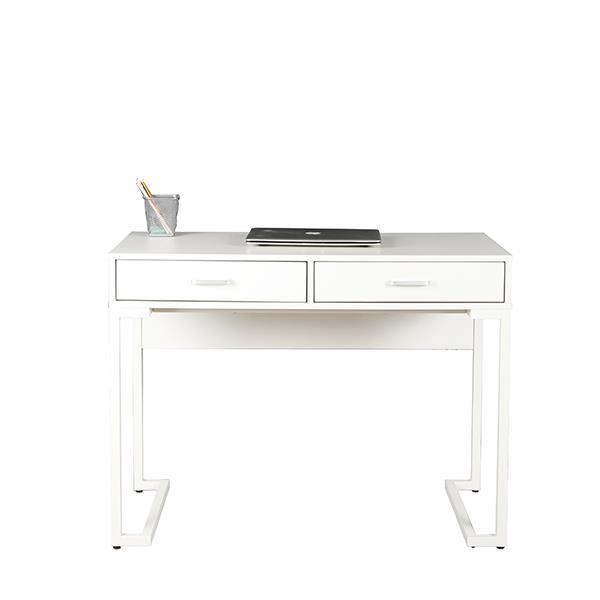 Γραφείο μεταλλικό σκελετό και ξύλινη λευκή επιφάνεια λευκό Υ76x100x50εκ