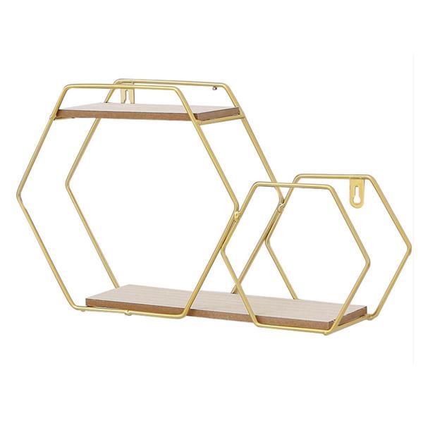 Ράφι επιτοίχιο Nextdeco minimal εξάγωνο χρυσό Υ25x25x12εκ. - Image 2