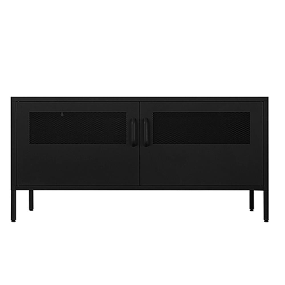 Έπιπλο τηλεόρασης μεταλλικό Nextdeco με ανοιγόμενες πόρτες μαύρο Υ60x118x40εκ. - Image 2