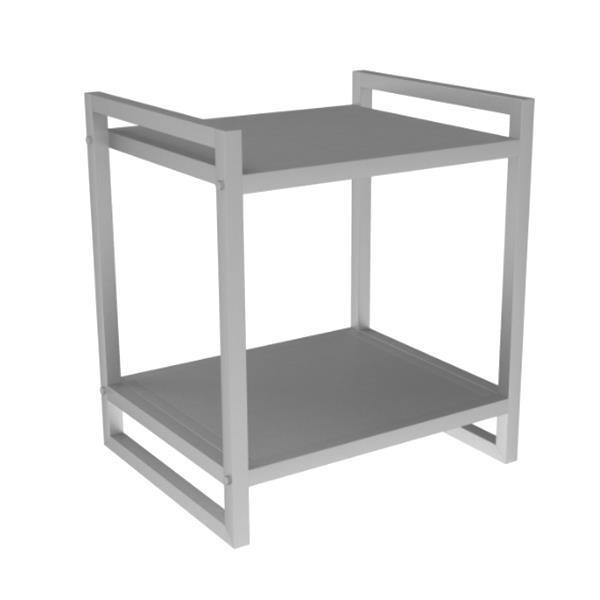 Κομοδίνο τραπέζι μεταλλικό Nextdeco 2 επιπέδων ασημί Υ50x40x35εκ - Image 2