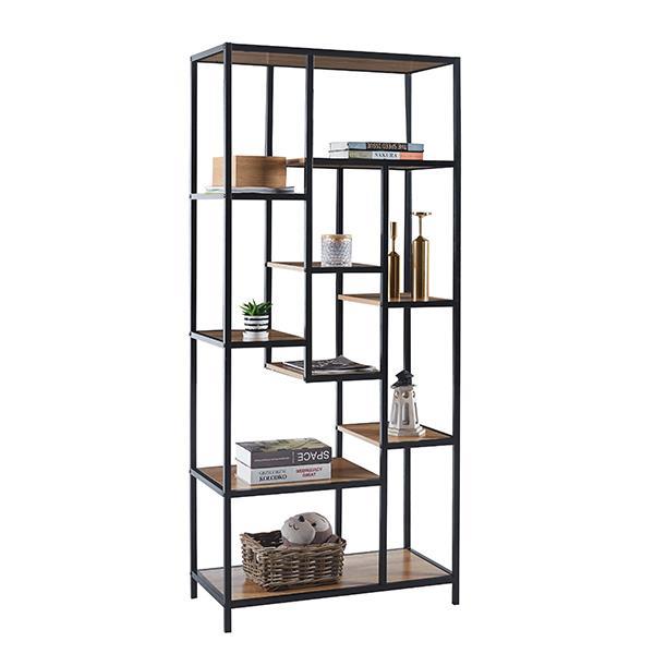 Ραφιέρα με μεταλλικό σκελετό και ξύλινα ράφια Υ180x80x40εκ. - Image 2