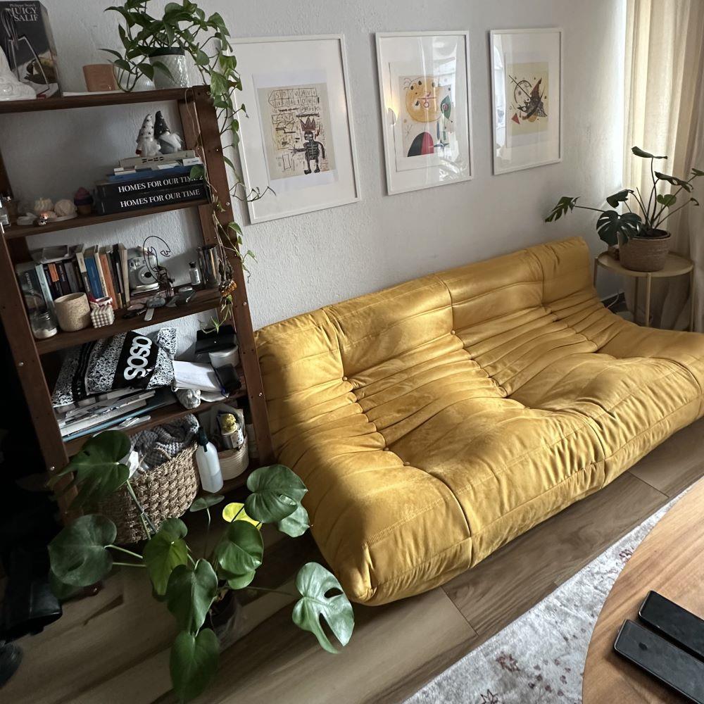 Καναπές τριθέσιος Nextdeco Togo Alcantara μουσταρδί Υ70x174x102εκ. - Image 3