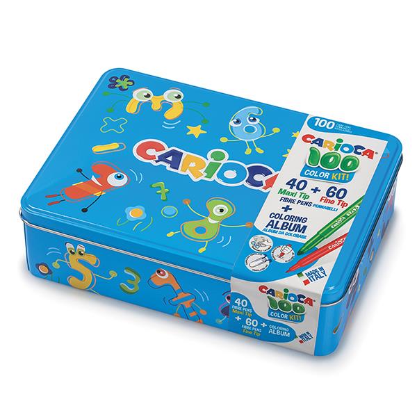 Carioca μεταλλικό κουτί με 100 μαρκαδόρους και βιβλίο ζωγραφίζω - Image 7