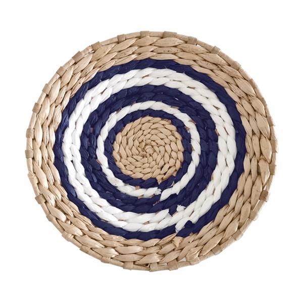 Δίσκος Boho διακοσμητικός ψάθινος φυσικό/λευκό/μπλε Ø25εκ. - Image 2