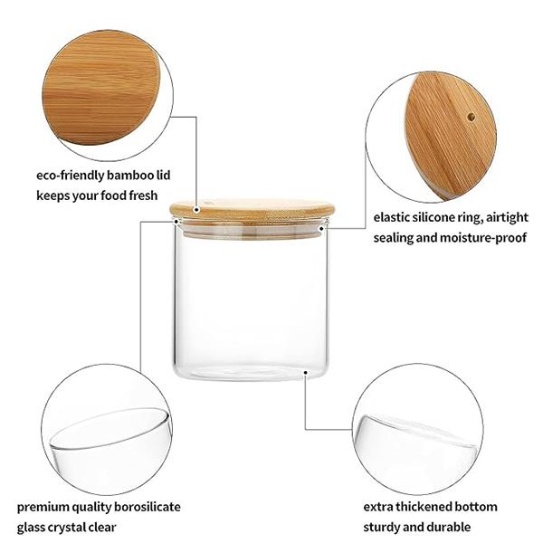 Βάζο αποθήκευσης γυάλινο με ξύλινο κάπακι Υ10x8,5εκ - Image 7