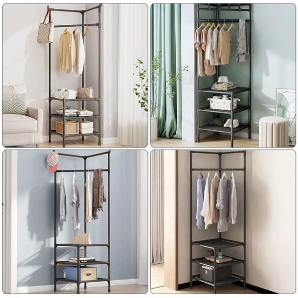 Κρεμάστρα ράγα οργάνωσης ρούχων Nextdeco μαύρη Υ180x45x45εκ - Image 6