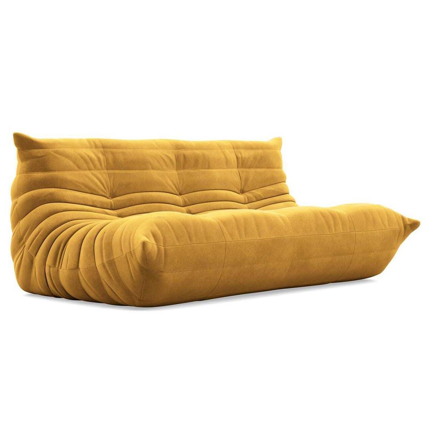 Καναπές τριθέσιος Nextdeco Togo Alcantara μουσταρδί Υ70x174x102εκ. - Image 2