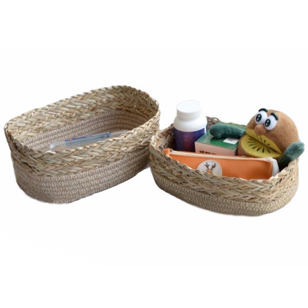 Ψάθινα καλάθια οβάλ σετ 2τεμαχίων Υ11x27x20εκ. - Υ9x25x18εκ. - Image 2