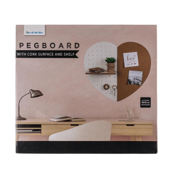 Πίνακας σημειώσεων φελλού σε σχήμα καρδιάς με 1 ράφι, Υ45x49x4εκ. - Image 4